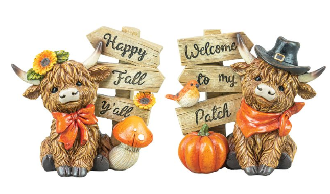 Signpost Harvest Highland Cow 2 Asst