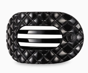 Teleties Flat Clip Round Black Quilted Large