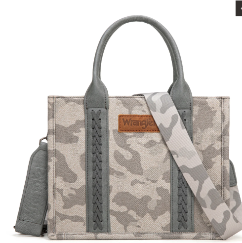 Wrangler Camo Print Tote/Crossbody -Grey