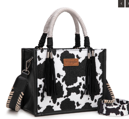 Wrangler Cow Print Tote/Crossbody -Black