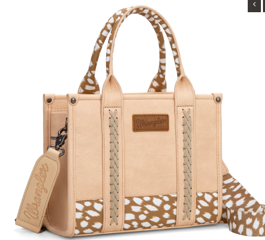 Wrangler Deer Print Concealed Carry Tote/Crossbody - Tan