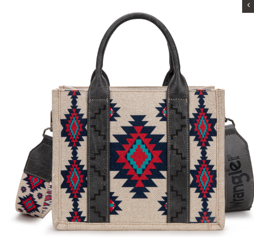 Wrangler Aztec Pattern Dual Sided Print -Tote/Crossbody -Black