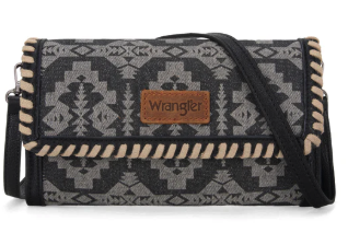 Wrangler Southwestern Print Wallet/Wristlet/Crossbody Bag - Black
