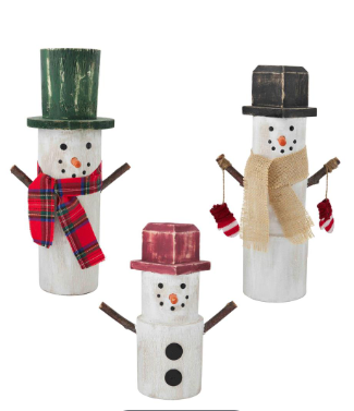 Mud Pie Medium Wood Snowman Sitter