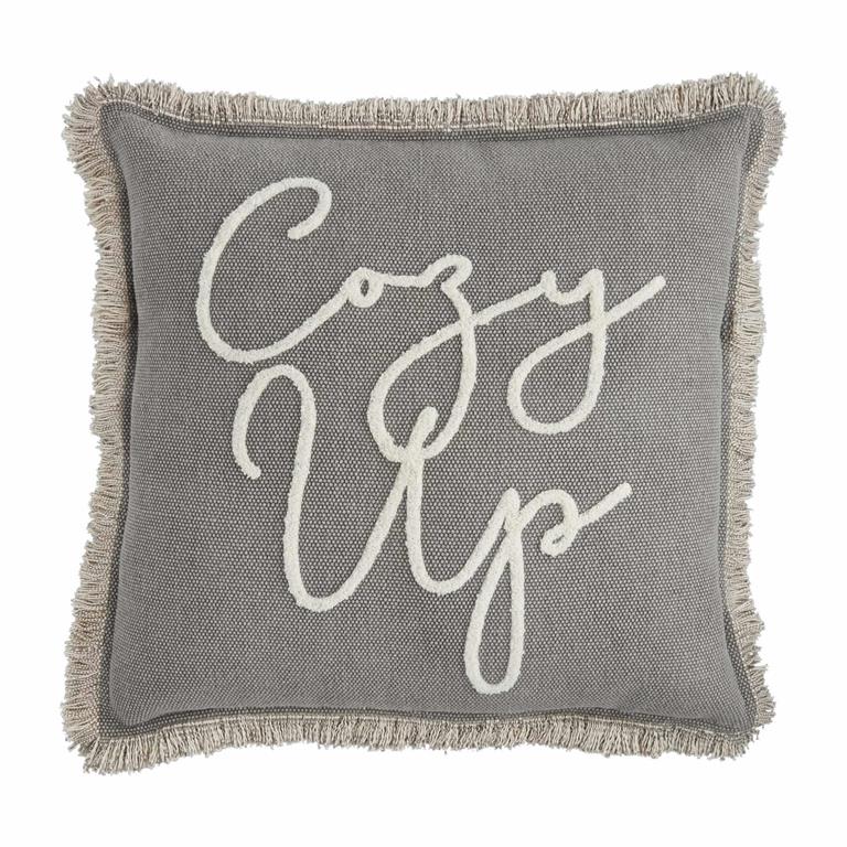 Mud Pie Gray Cozy up Pillow