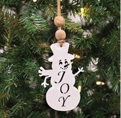 Joy Cutout Snowman Ornament