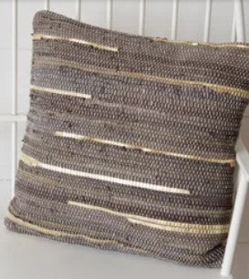 Chindi Pillow - Dark Grey And Gold