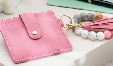 Leather Keychain Wallet with Wristlet Bangle Bracelet