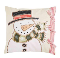 Mud Pie Snowman Painted Pillow