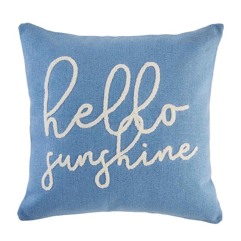 Mud Pie Blue Hello Sunshine Pillow