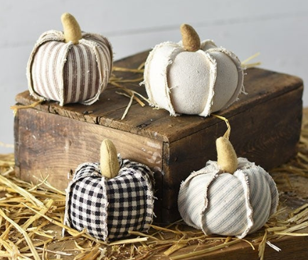 MINI FABRIC PUMPKINS 4" ASSORTED