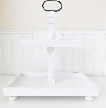 Tiered Tray Antique White Rectangle
