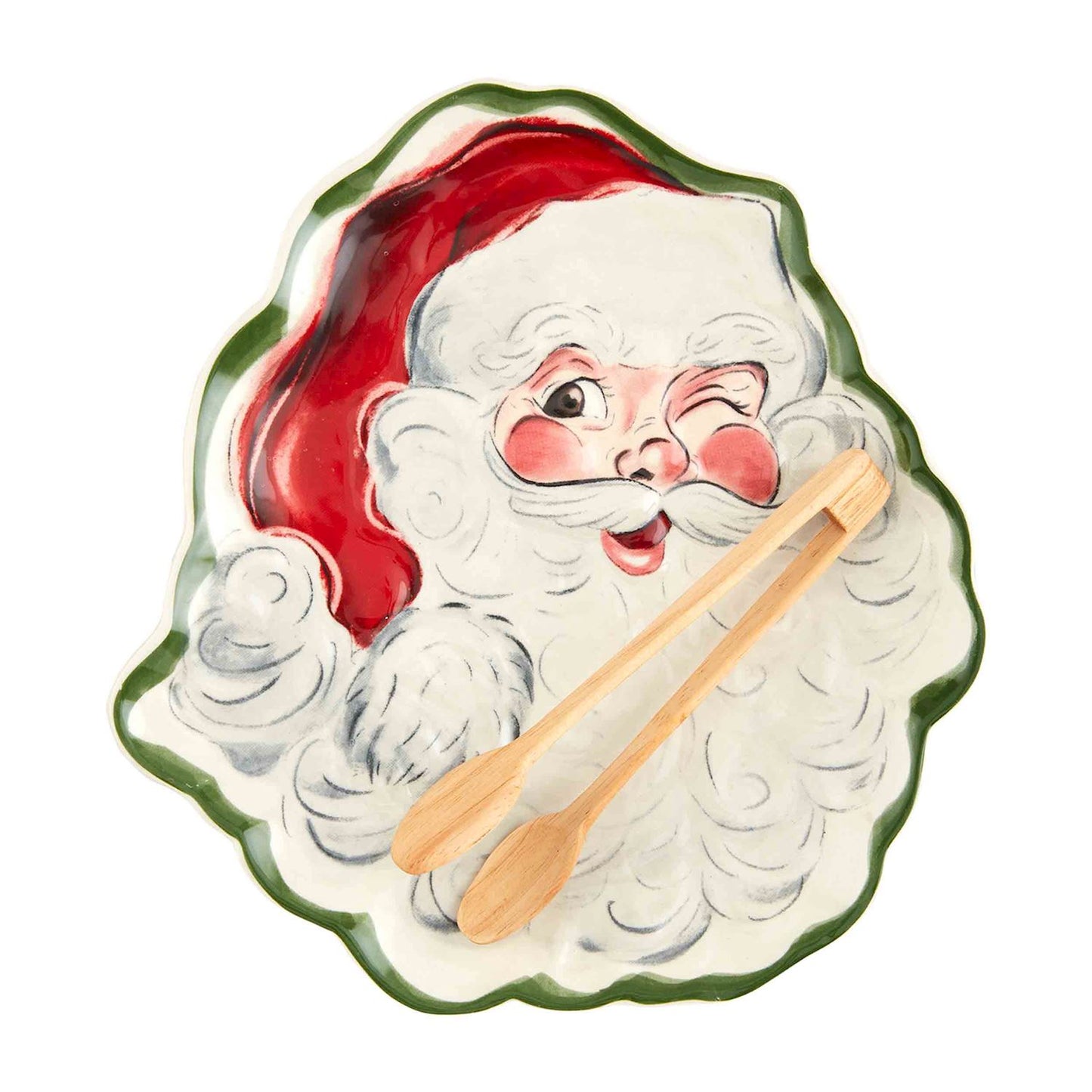 Mud Pie Santa Shaped Cookie Plate Set