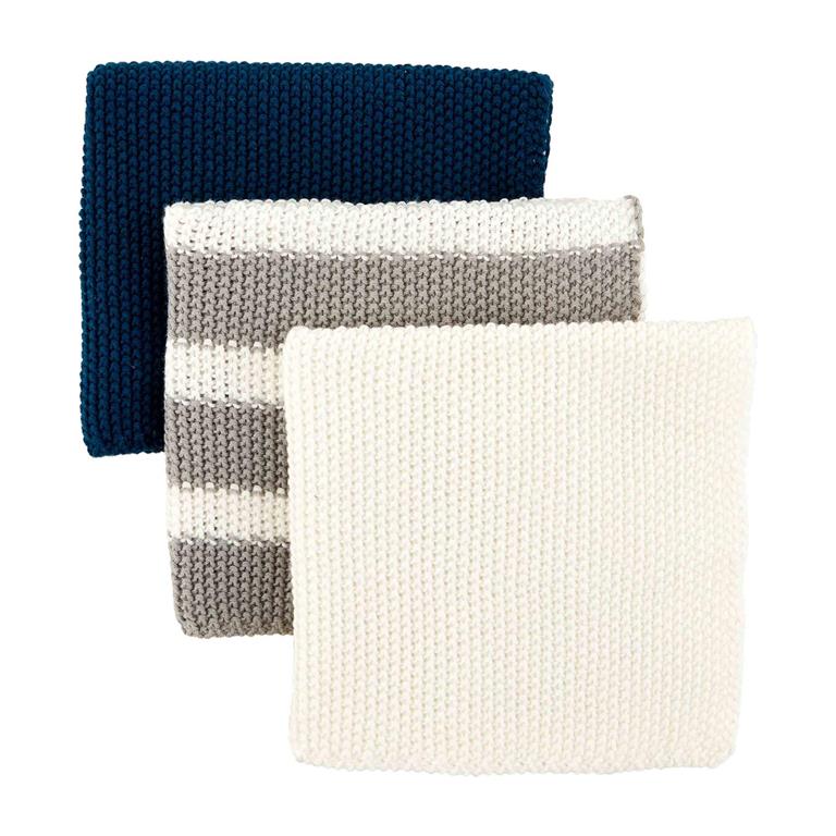 Mud Pie Navy Cotton Knit Dish Cloth Set