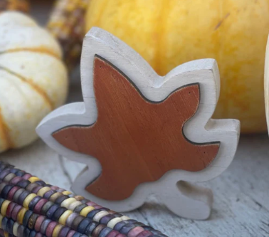 Orange/Wood 3D Leaf
