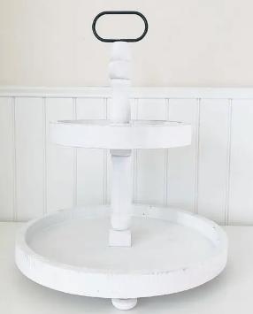 Tiered Tray Antique White Round