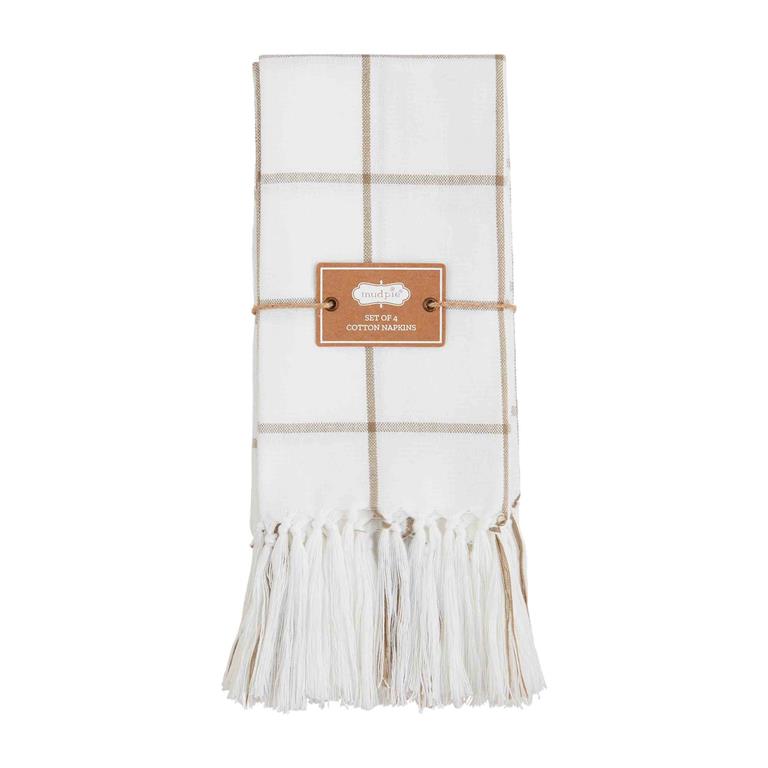 Mud Pie Window Pane Napkin Set Taupe