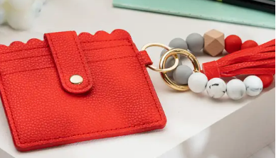 Leather Keychain Wallet with Wristlet Bangle Bracelet