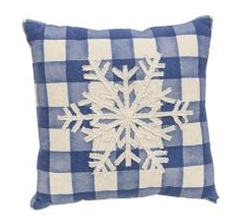 Blue Check Snowfall Pillow 10"x10"