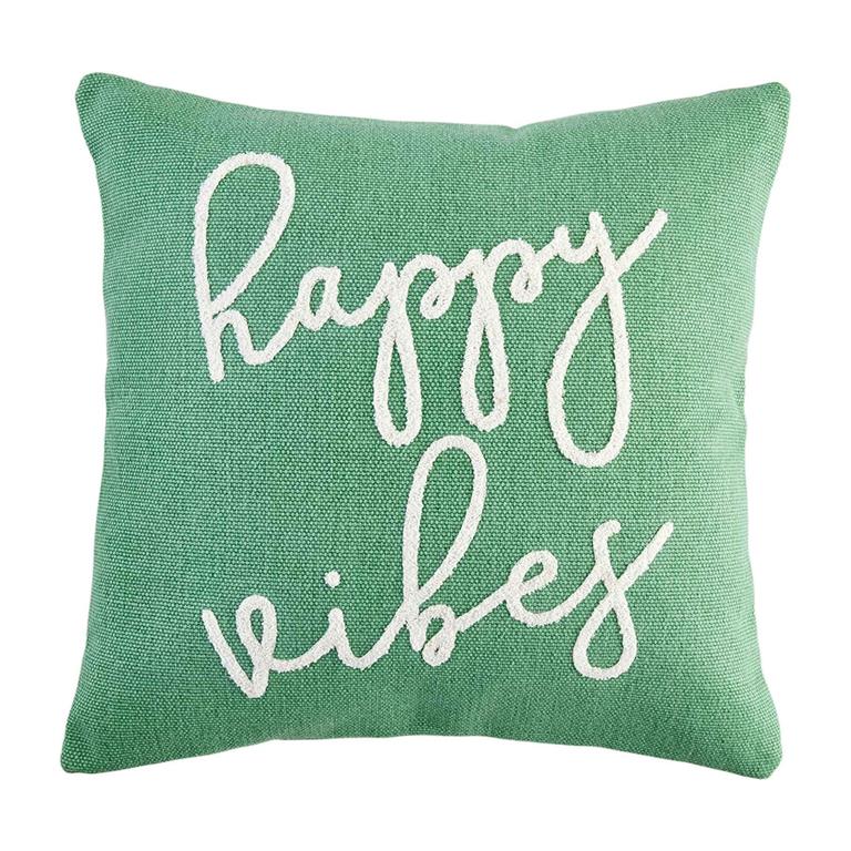 Mud Pie Green Happy Vibes Pillow