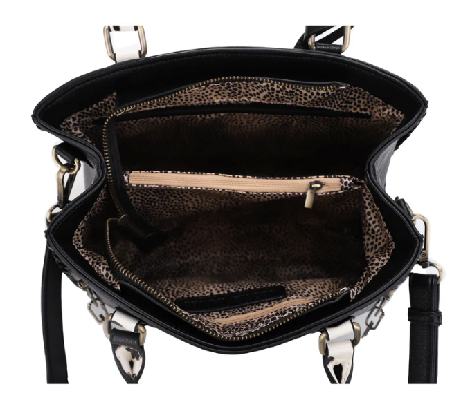 Jessie James Montana Concealed Carry Cow Print Satchel Bag