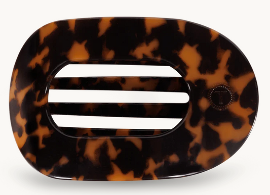 Teleties Flat Clip Round Tortoise Large
