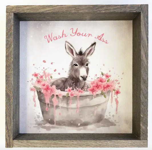 Wash Your Ass - Cute Donkey Canvas Art