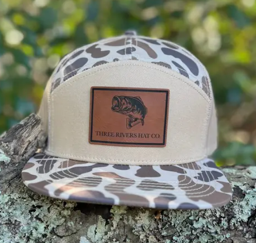 Bass Silhouette- “Old’S Cool” Camo Flatbill Snapback - 7 Panel