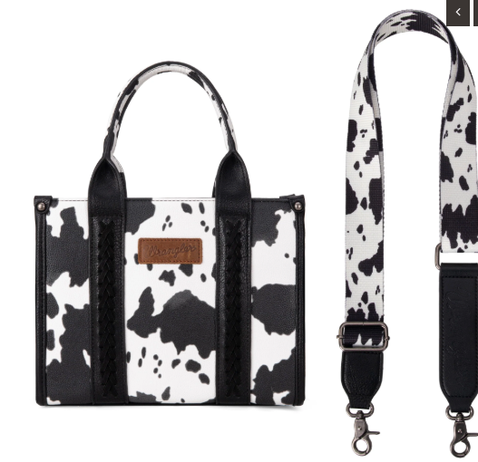 Wrangler Cow Print Concealed Carry Tote/Crossbody - Black