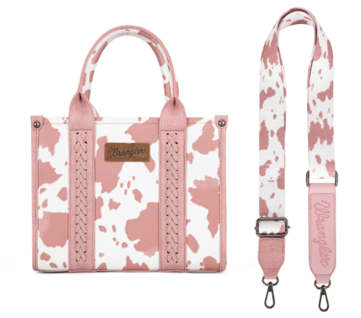 Wrangler Cow Print Concealed Carry Tote/Crossbody Pink
