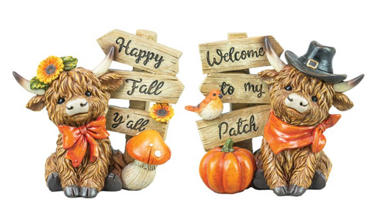 Signpost Harvest Highland Cow 2 Asst