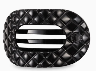 Teleties Flat Clip Round Black Quilted Medium