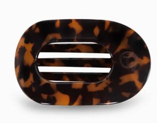 Teleties Flat Clip Round Tortoise Small