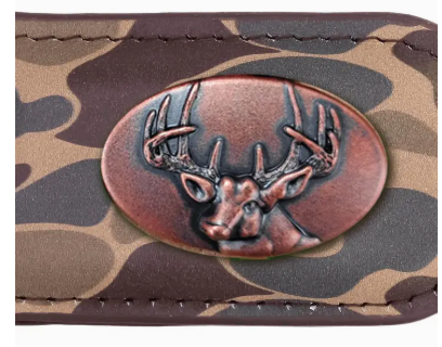 Buck Men's Old School Camo Leather Money Clip.
