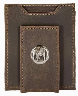 Georgia Bulldogs Men's Magnetic Front Pocket Leather Wallet Bulldog