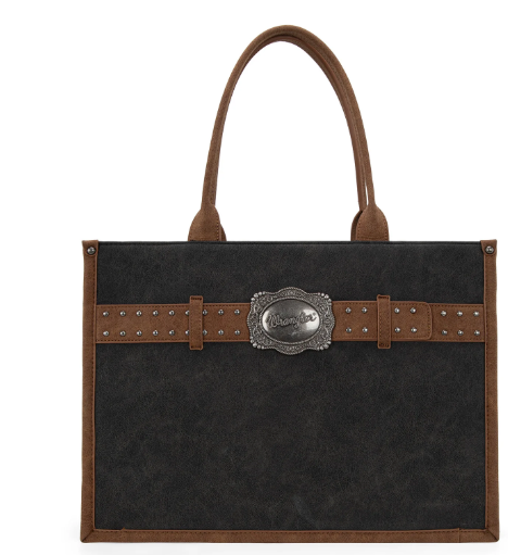 Wrangler Buckle Concealed Carry Large Tote-Black