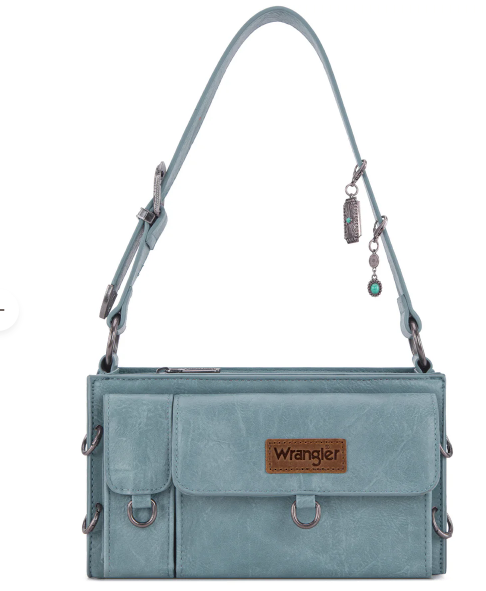 Wrangler Buckle Charm Small Shoulder Bag - Jean
