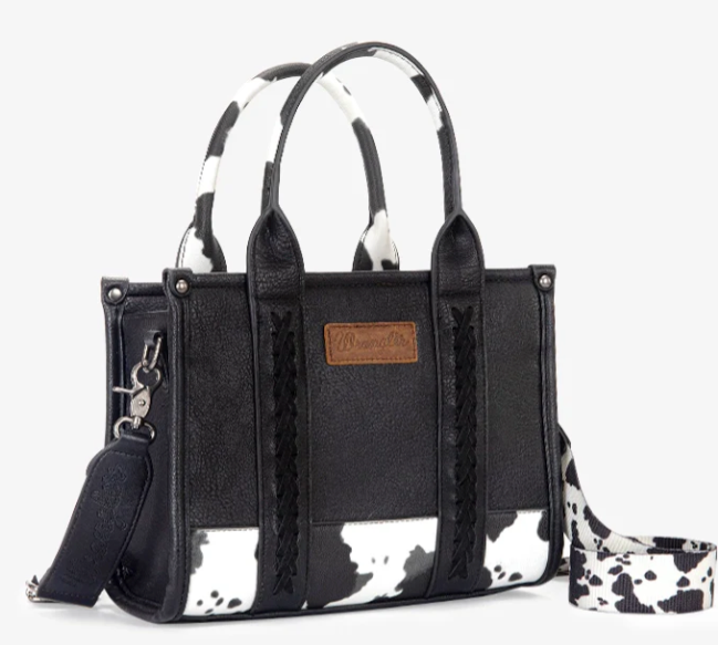 Wrangler Cow Print Concealed Carry Tote/Crossbody - Black
