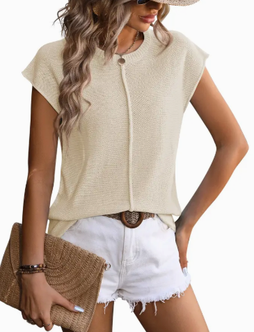 Crewneck Top, Knitted Chunky Needle Casual