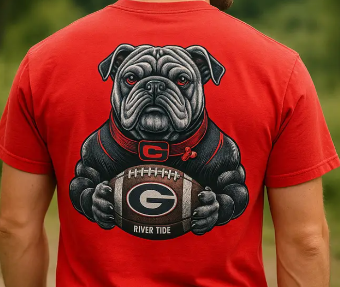 Bulldog with Football Tee Shirt