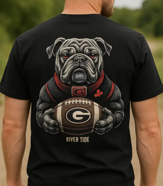 Bulldog with Football Tee Shirt