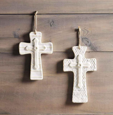 Mud Pie Large Layered Stoneware Cross