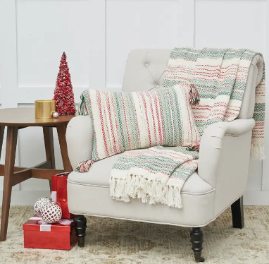 Cozy Nordic Xmas Red/Green Throw