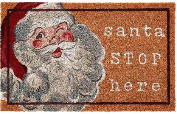 Mud Pie Santa Stop Here Door Mat