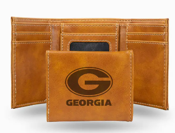 Trifold Wallet Laser Engraved GA Brown