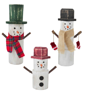 Mud Pie Large Wood Snowman Sitter