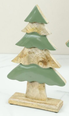 GREEN ENAMELWARE WOOD TREE 11.8"