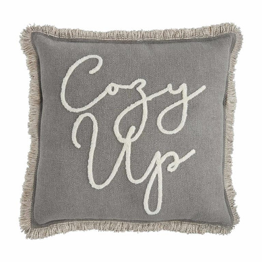 Mud Pie Gray Cozy up Pillow