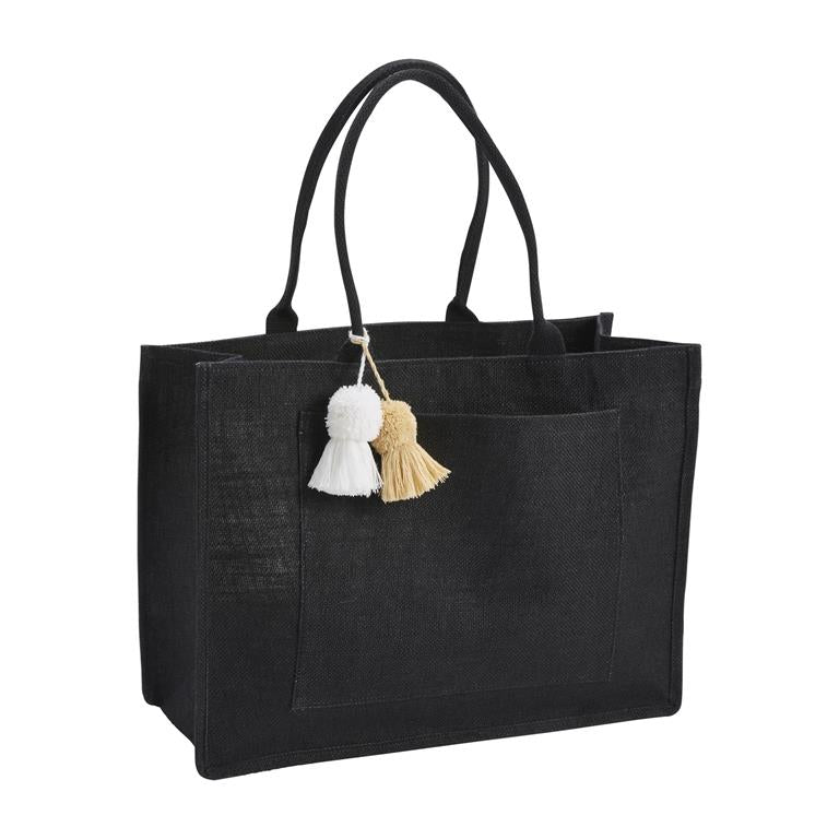 Mud Pie Black Jute Tote