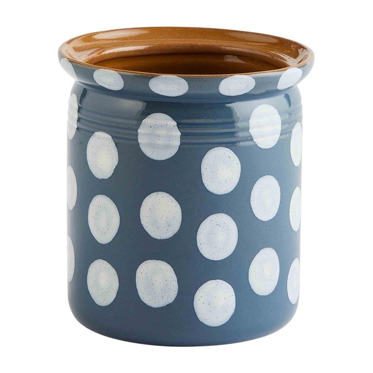 Mud Pie Blue Dotted Utensil Crock